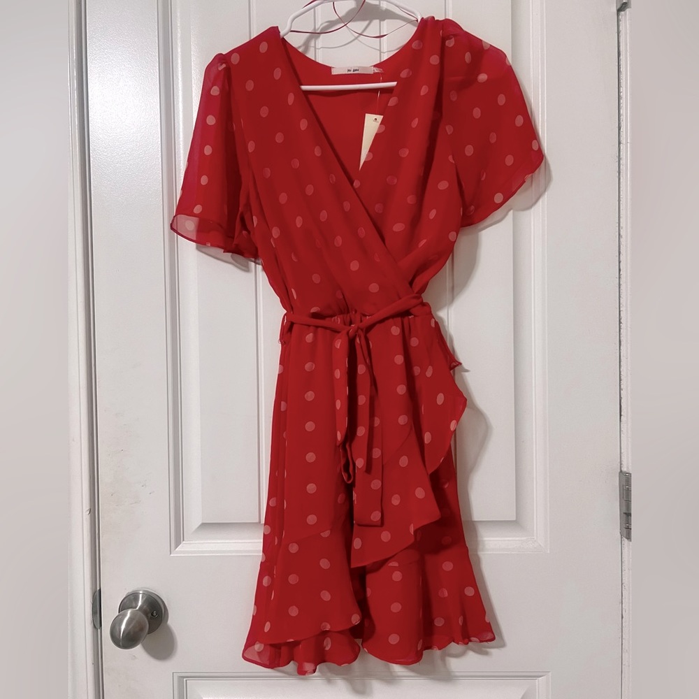 Francesca’s Red Polka Dot Wrap Dress